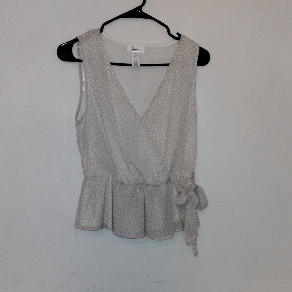Japna Cream Wrap Tie Front Peplum Blouse